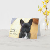 Gelukkige Verlate Verjaardag Franse Bulldog Art Ca Kaart (Gele Bloem)