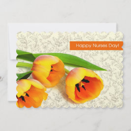 Gelukkige Verpleegkundigen Dag. Lentetulpen Platte Kaart