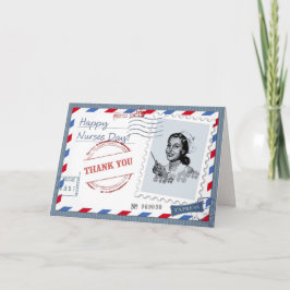 Gelukkige Verpleegkundigen Dag. Retro verpleegkund Bedankkaart