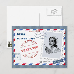 Gelukkige Verpleegkundigen Dag. retro-verpleegster Briefkaart
