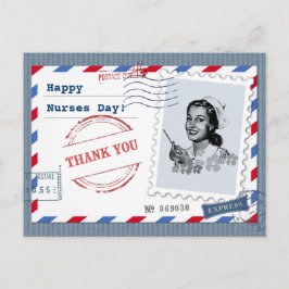 Gelukkige Verpleegkundigen Dag. retro-verpleegster Briefkaart