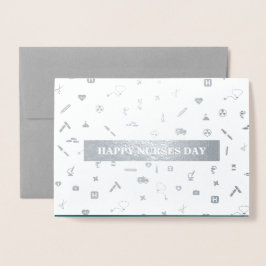 Gelukkige Verpleegkundigen Dag. Stethoscoop en Dai Folie Kaarten