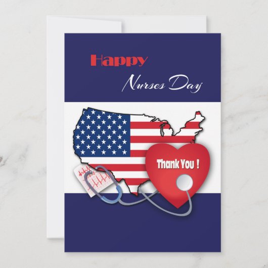 Gelukkige Verpleegkundigen Dag. USA Patriottische  Bedankkaart (Voorkant)