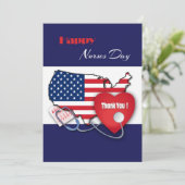 Gelukkige Verpleegkundigen Dag. USA Patriottische Bedankkaart (Staand voorkant)