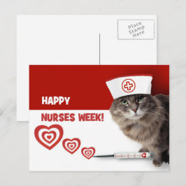 Gelukkige verpleegkundigen week. Grappig Kat Briefkaart