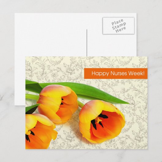 Gelukkige verpleegkundigen week. Lentetulpen Briefkaart (Voorkant / Achterkant)