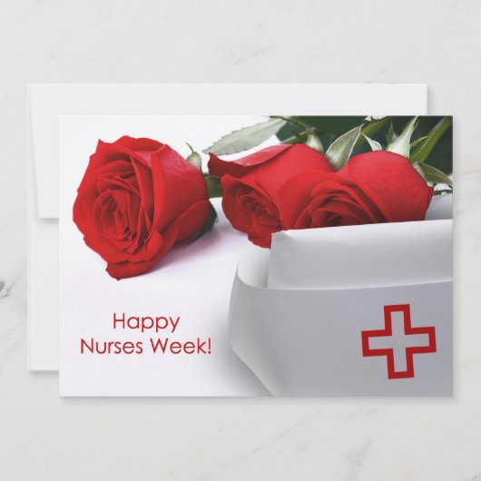 Gelukkige verpleegkundigen week. Red Roses en Verp Kaart (Voorkant)