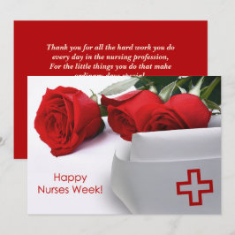 Gelukkige verpleegkundigen week. Red Roses en Verp Kaart
