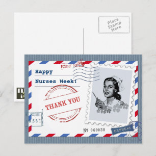 Gelukkige verpleegkundigen week. retro-verpleegste briefkaart