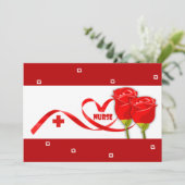 Gelukkige verpleegkundigen week. Rode rozen Kaart (Staand voorkant)
