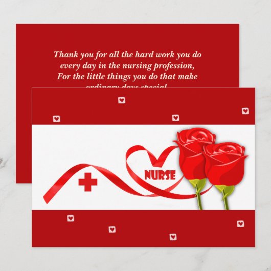 Gelukkige verpleegkundigen week. Rode rozen Kaart (Voorkant / Achterkant)