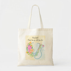 Gelukkige Verpleegstersdag Bloemige Stethoscoop Wa Tote Bag