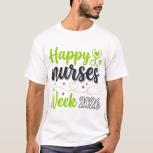 Gelukkige verpleegstersweek 2026 Stethoscoop Verpl T-shirt