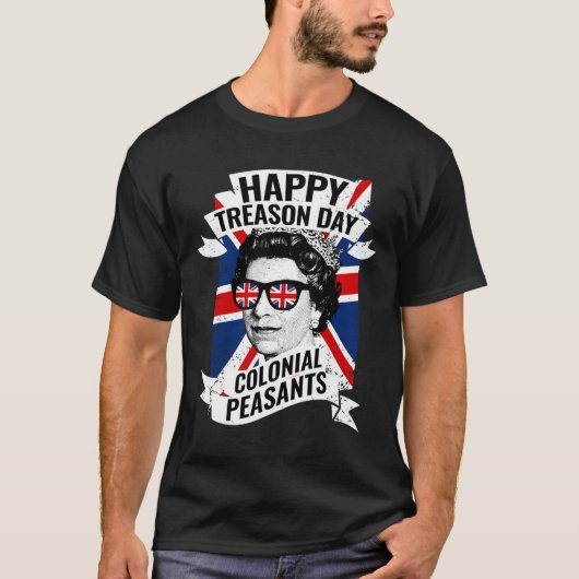 Gelukkige Verraad Dag Grappig Koningin Elizabeth 4 T-shirt (Voorkant)