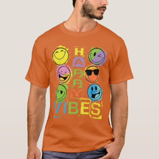 Gelukkige Vibes Kleurrijke Gelukkige Gezichten Nie T-shirt