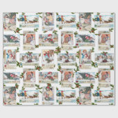 Gelukkige Victoriaans Kinderen met Kerstmisgroeten Cadeaupapier (Vlak)