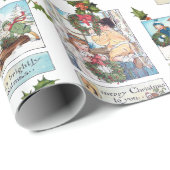Gelukkige Victoriaans Kinderen met Kerstmisgroeten Cadeaupapier (Rol Hoek)
