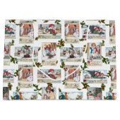 Gelukkige Victoriaans Kinderen met Kerstmisgroeten Groot Cadeauzakje (Voorkant)