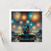 Gelukkige vierde juli | 1950's Paar Vuurwerk Kaart (Voorkant / Achterkant in situ)