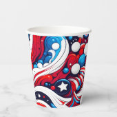 Gelukkige vierde juli | Abstracte sterren en strep Papieren Bekers (Achterkant)