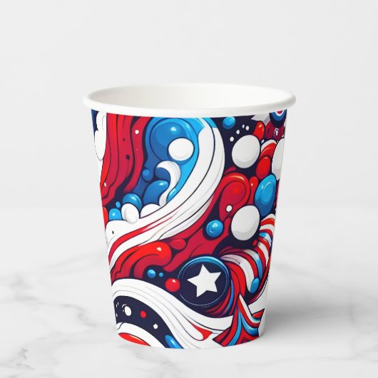 Gelukkige vierde juli | Abstracte sterren en strep Papieren Bekers (Achterkant)