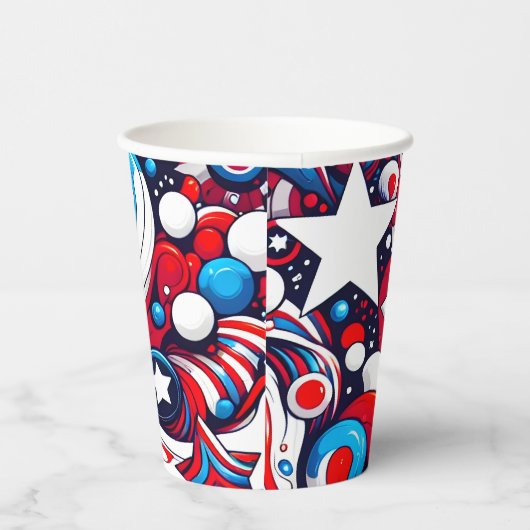 Gelukkige vierde juli | Abstracte sterren en strep Papieren Bekers (Rechts)