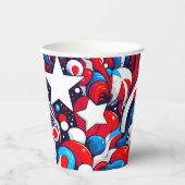 Gelukkige vierde juli | Abstracte sterren en strep Papieren Bekers (Voorkant)