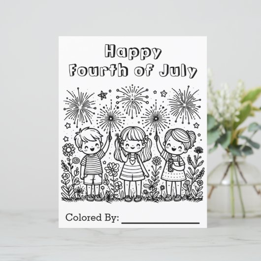 Gelukkige vierde juli | kleurplaat (Staand voorkant)