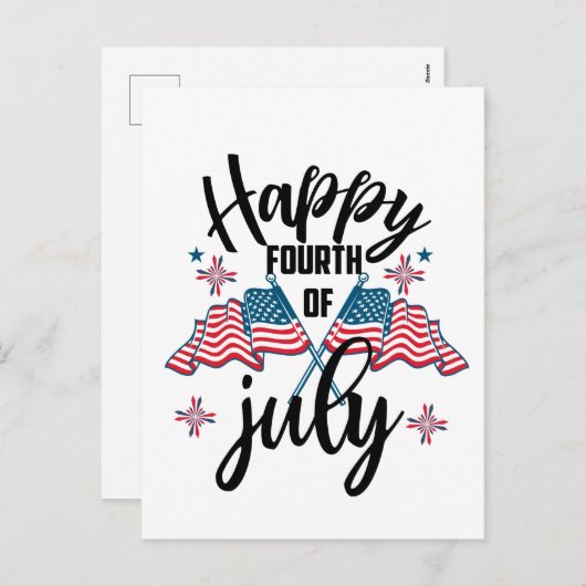 Gelukkige vierde juli patriottisch feestdagenkaart (Voorkant / Achterkant)