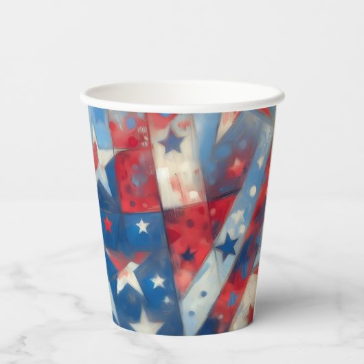 Gelukkige vierde juli | Patriottische Abstracte Am Papieren Bekers (Achterkant)