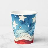 Gelukkige vierde juli | Patriottische sterren en s Papieren Bekers (Voorkant)