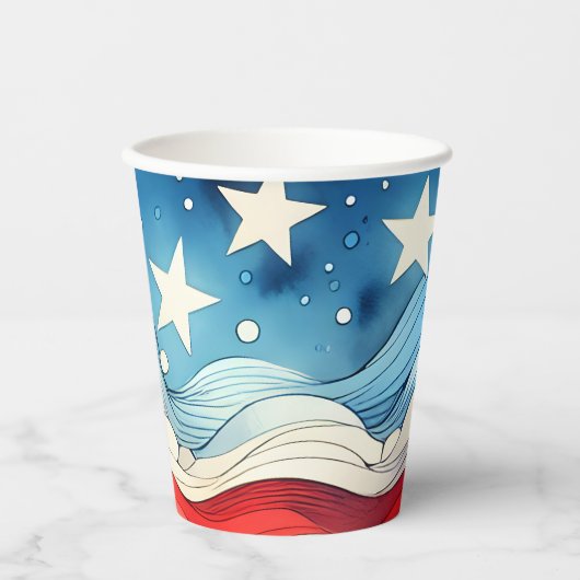 Gelukkige vierde juli | Patriottische sterren en s Papieren Bekers (Voorkant)