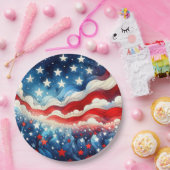 Gelukkige vierde juli | Patriottische sterren en s Papieren Bordje (Feest)