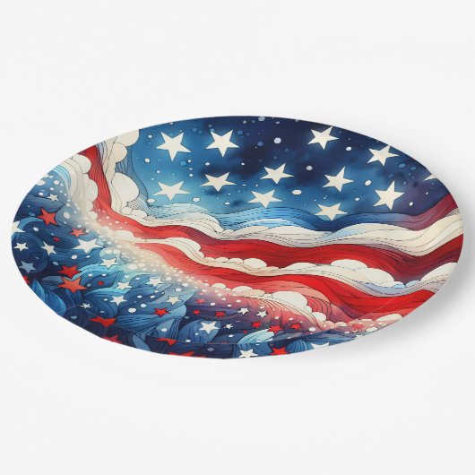 Gelukkige vierde juli | Patriottische sterren en s Papieren Bordje (Gekanteld)