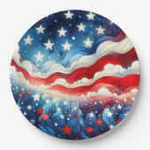 Gelukkige vierde juli | Patriottische sterren en s Papieren Bordje (Voorkant)
