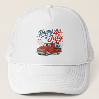 Gelukkige vierde juli patriottische vrachtwagen  trucker pet
