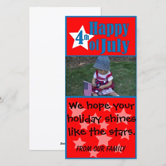 Gelukkige vierde van de Kaart van de Foto van de (Voorkant / Achterkant)