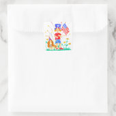 Gelukkige Vierde van Juli Meisje Hound Dog Vierkante Sticker (Tas)