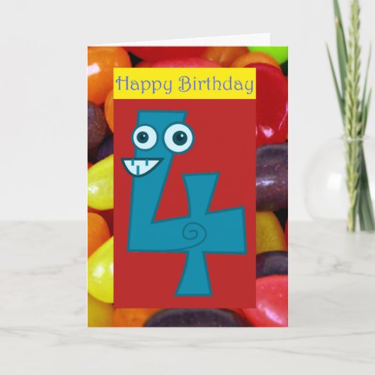 Gelukkige vierde verjaardag 4e verjaardag draaien kaart (Voorkant)