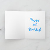 Gelukkige vierde verjaardag 4e verjaardag draaien kaart (Binnen)