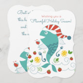 Gelukkige vis wijn chef restaurant catering Kerstm Feestdagenkaart (Voorkant / Achterkant)