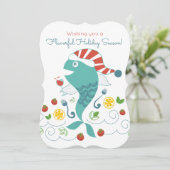 Gelukkige vis wijn chef restaurant catering Kerstm Feestdagenkaart (Staand voorkant)