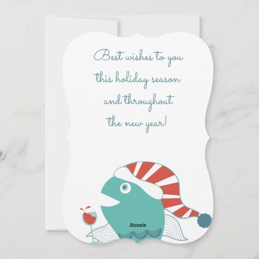 Gelukkige vis wijn chef restaurant catering Kerstm Feestdagenkaart (Achterkant)