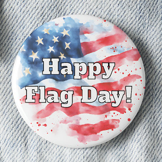 Gelukkige Vlagdag Aquarel Amerikaanse Vlag Pinback Ronde Button 5,7 Cm
