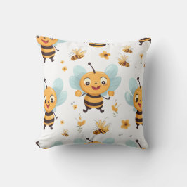 Gelukkige vliegende bij met een gele en zwarte str kussen