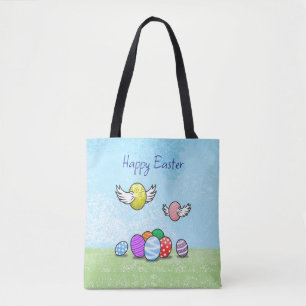 Gelukkige vliegende paaseieren tote bag