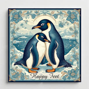 Gelukkige Voeten Pinguïn Ijs Vogel Koppel Sneeuw G Magneet