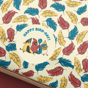 Gelukkige Vogel Dag Cartoons Vogels Thema Verjaard Ronde Sticker