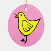 Gelukkige Vogel - Geel en Roze Keramisch Ornament (Links)