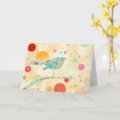 Gelukkige Vogel Kaart (Gele Bloem)